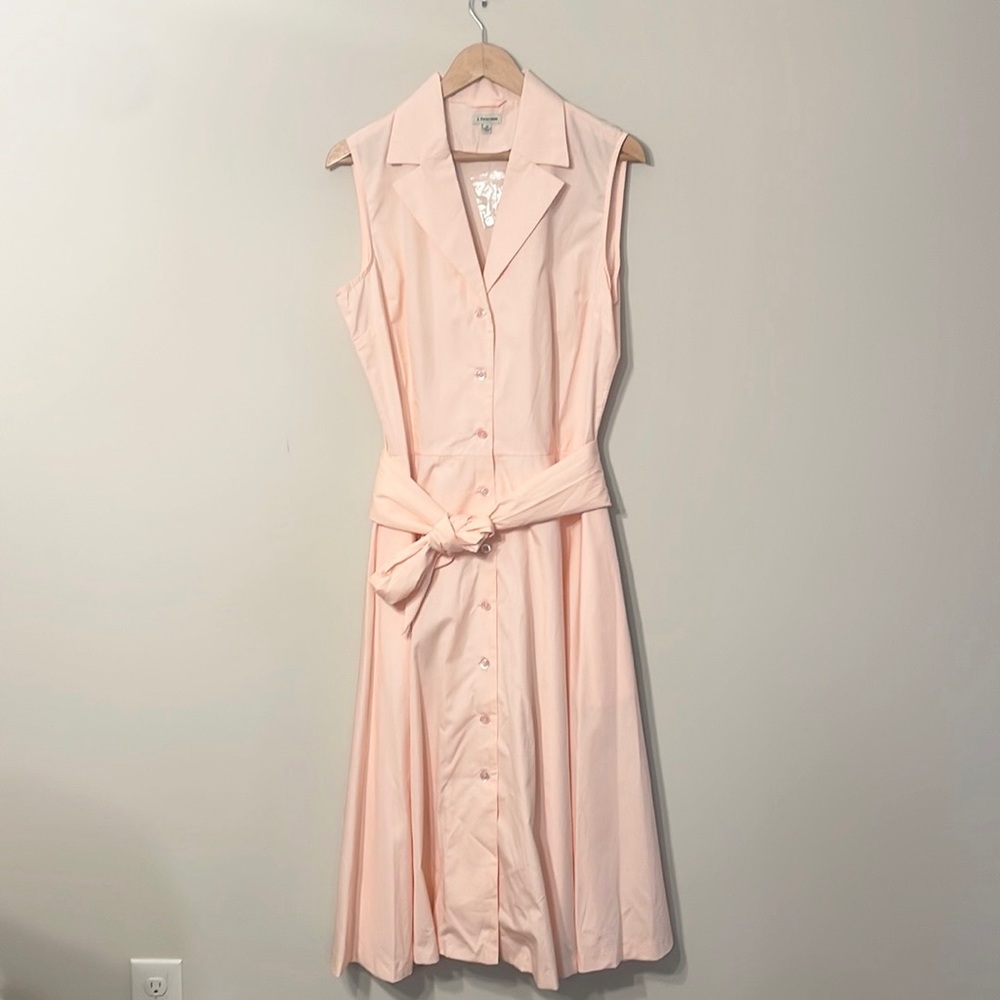 J. Peterman Pink Sleeveless Cotton Shirt Dress
